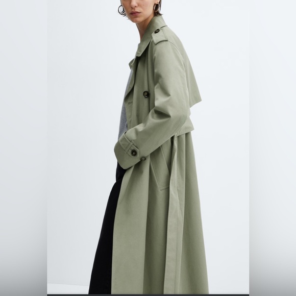 Mango Jackets & Blazers - Mango MNG double button trench coat-light water repellent-size 8 US-color Khaki